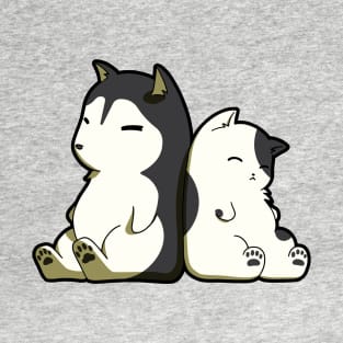 Black And White Sleeping Dog And Cat T-Shirt